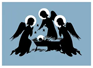 Halos: Three Angels by the Holy Crib