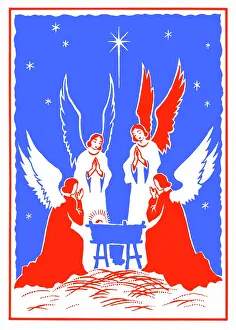 Two Colour: Four Angels around the Holy Crib
