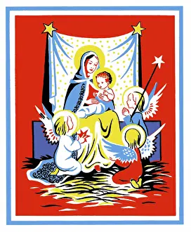 Four Colour: Three Angels with Madonna and Child