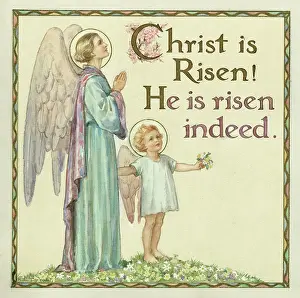 Risen: Two angels proclaim that Christ has risen