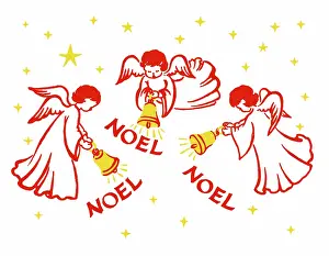 Two Colour: Three Angels ringing bells