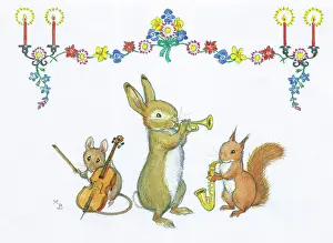 Invite: Animal Band - mouse, rabbit and squirrel