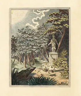 Dragonflies: Animals and insects before a statue of Ephesian Artemis