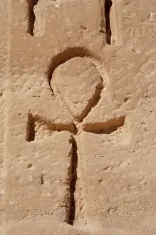 Crux: Ankh or key of life. Relief. Abu Simbel. Egypt