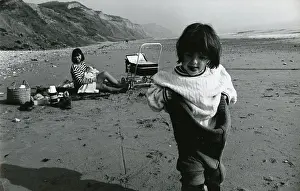 Katkin: Ann and Katkin, Charmouth Beach, 1969