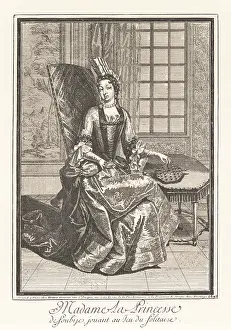 Hachette: Anne de Rohan-Chabot playing solitaire, 1697