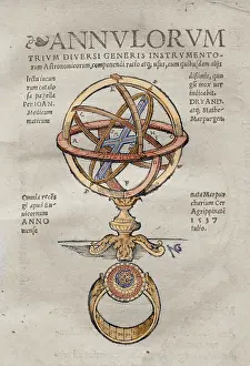 Astronomical: Annulorum by Johann Dryander. Colored engraving