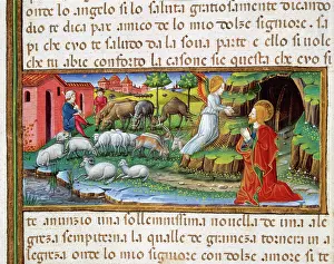 Annunciation: Annunciation of the angel to Joachim. Codex of Predis (1476)