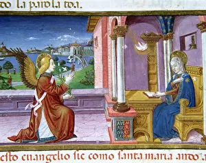 Archangel: Annunciation of the Archangel Gabriel to Mary. Codex of Pred