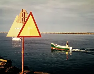 Narragansett: Anonymous Man in Boat Early Morning at Point Judith
