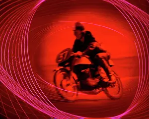 Motorcross: Anonymous Man Riding Motorcycle Red Gel Special Effect Mo