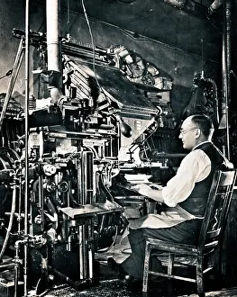Linotype: Anonymous Man Seated at Composing Keyboard