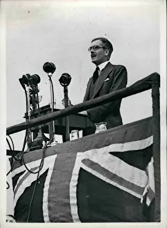 Pledging: Anthony Eden, Foreign Secretary, speaking in Leeds