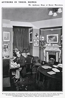 Jan21: Anthony Hope Hawkins in his study at Savoy Mansions