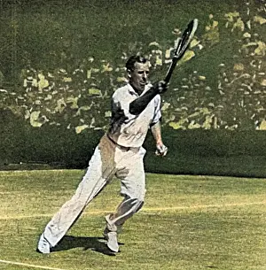 Brookes: Anthony Wilding in action at Wimbledon, 1914