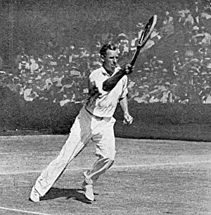 Brookes: Anthony Wilding in action at Wimbledon, 1914