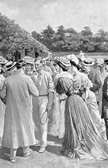 Wilding: Anthony Wilding being congratulated at Wimbledon, 1905