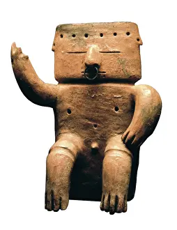 Cotta: Anthropomorphic figure of a man seated with nose