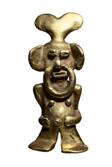 Pendants: Anthropomorphic gold figure decorated with a nose