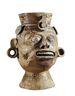 Countenance: Anthropomorphic vase. ca. 800. Mixtec art. Terra-cotta
