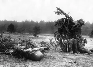 Hostile: Anti-aircraft machine gun during a battalion exercise of
