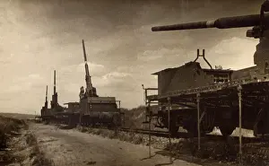 The Kathy Butler Collection: Anti-aircraft train on a track in postwar Germany