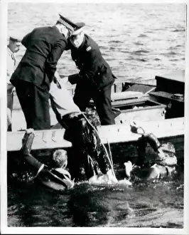 Soaked: Anti-Polaris protester pulled from water, Holy Loch, Scotlan