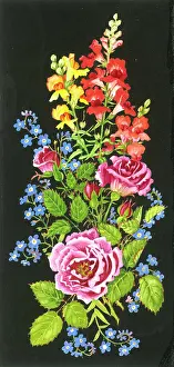 Forget: Antirrhinums, roses, forget-me-not