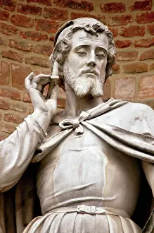 Bearded: Antonio da Correggio, Italian painter, statue by Ferrarini