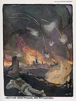 Bombarded: Antwerp is bombarded by the Germans, WWI