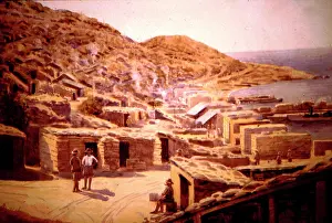 Mudros: Anzac Bay, Troopships and Stores, Mudros in the distance