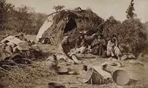 Primative: An Apache camp in Texas, ca. 1885, shows young