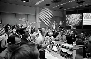 Centers: Apollo 11, Flight Controllers Celebrating, 1969