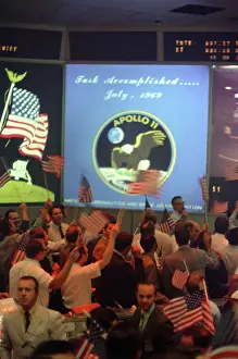 Centers: Apollo 11, MOCR Celebrating Splashdown, 1969