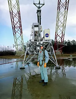 Langley: Apollo 11, Neil Armstrong with LEM Simulator, 1969
