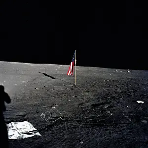 Unfurled: Apollo 12 - American flag - space exploration - moon
