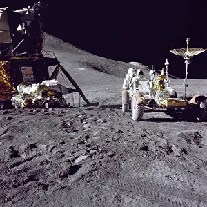 Apennine: Apollo 15 astronaut James Irwin loads the ?