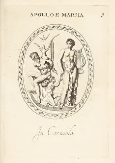 Corniola: Apollo and Marsyas in cornelian