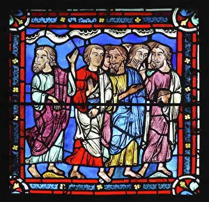 Axial: Apostles stained glass window, Chartres cathedral, France