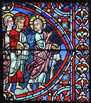 Axial: Apostles stained glass window, Chartres cathedral, France