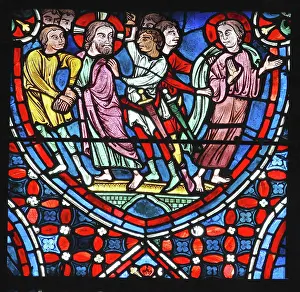 Axial: Apostles stained glass window, Chartres cathedral, France