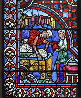 Axial: Apostles stained glass window, Chartres cathedral, France