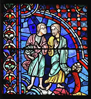 Axial: Apostles stained glass window, Chartres cathedral, France