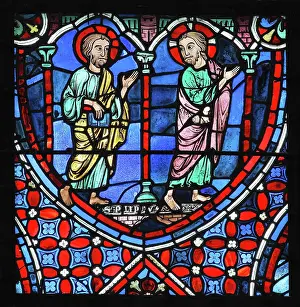 Axial: Apostles stained glass window, Chartres cathedral, France