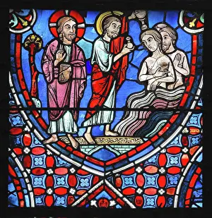 Axial: Apostles stained glass window, Chartres cathedral, France