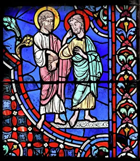 Axial: Apostles stained glass window, Chartres cathedral, France