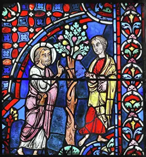 Axial: Apostles stained glass window, Chartres cathedral, France