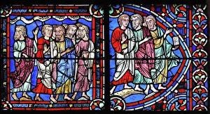 Axial: Apostles stained glass window, Chartres cathedral, France