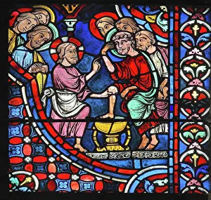 Humility: Apostles stained glass window, Chartres cathedral, France