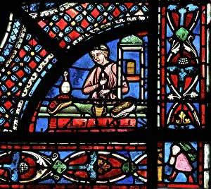 Pestle: Apothecaries donor window, Life of St Nicholas